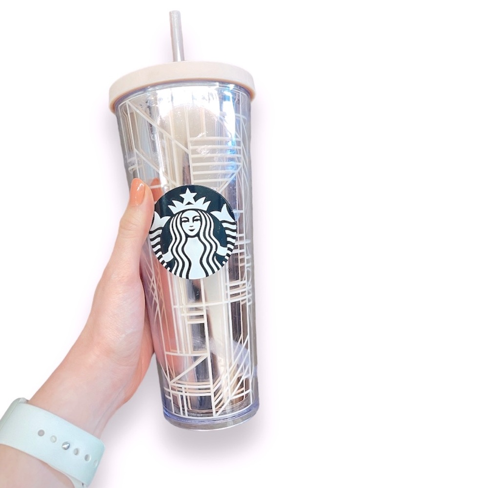 Starbucks Pink Metallic Reflective Mirrored Cold Venti Cup 24 oz Tumbler